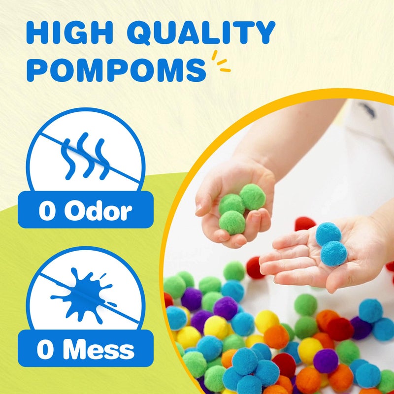 YPLUS Pompoms Art Crafts Kits, Toddler DIY Sensory Activities for Kids Ages 1-3 2-4 3-5, Finger Motor Art Supplies - Theme Animals Stocking Stuffers for Kids Toddler - Image 4